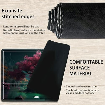 Board Game Mat TCG Playmat Plus 50 Pcs Card Sleeves, 24 x 14 inches Table Mats Games Mousepad with Zones Smooth Surface for MTG RPG CCG Trading Card Game Play Mats, Pink Cherry Trees - color: Pink Cherry Trees, size: Zone 1