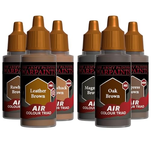 The Army Painter, Air Triads Neutral Brown, 6 x 18 ml, aerografo | Colori acrilici pre-diluiti per aerografo, per miniature D&D e Warhammer - color: Neutral Brown