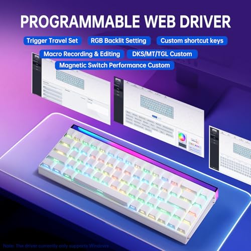 Aula Hero 68 HE 60% Gaming Keyboard Wired, Hall Effect Magnetic Switch Keyboard with Adjustable Actuation, Fast Trigger Mode, 8K Hz Polling Rate, 0.125ms Latency,Side Printed PBT Keycaps, RGB Backlit - color: White