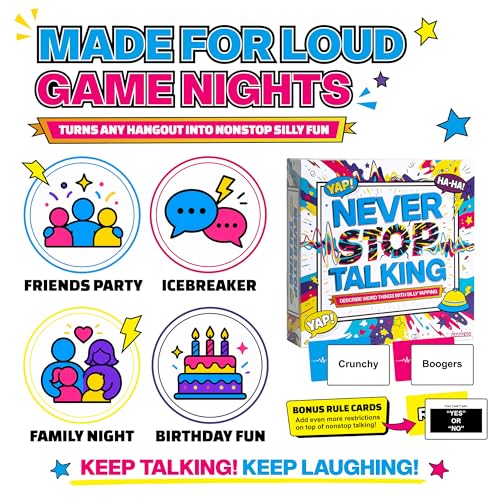 KAWAII KOI Never Stop Talking Word Guessing Card Game, Fast-Paced Party Card Set with Bell and Timer, Fun Team Activity for Family Night, Adults and Teens, Ages 14 Plus, 4 to 10 Players