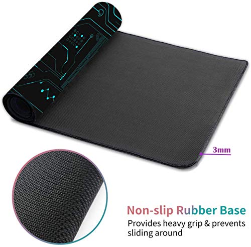 Desk Pad Mat Gaming Mouse Pads with Coasters Set, Stitched Edges Design Mouse Pad XXL Large Mouse Pad for Laptop Computers Circuit Board Pattern Desk Writing Mat for Office & Home 31.5"x 11.8" - color: Circuit Board Pattern