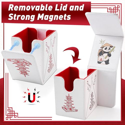 Venssu Chinese Takeout MTG Commander Deck Box, Fits TCG Cards (White&Red) | Holds 130 Single/100 Double-Sleeved Cards, Fit MTG/PTCG/OPTCG Cards, Strong Magnet, PU Leather, With 2 Dividers - color: White & Bright Red