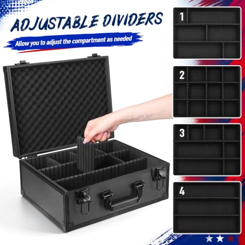 Trading Card Storage Box Top Loader Card Case for Sports Cards Hard Organizer Case with 9 Dividers 4 Foam Dividers and 24pcs Magnetic Holder Sleeve for 620+ Top loaders or 144 Magnetic Cards