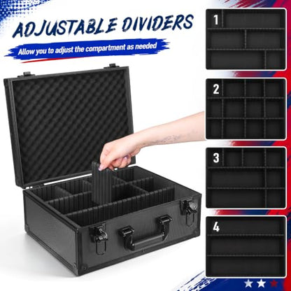 Trading Card Storage Box Top Loader Card Case for Sports Cards Hard Organizer Case with 9 Dividers 4 Foam Dividers and 24pcs Magnetic Holder Sleeve for 620+ Top loaders or 144 Magnetic Cards