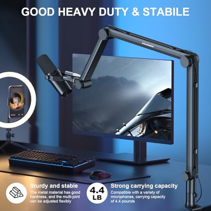 Microphone Arm,Aokeo AK-49 Adjustable Compact Mic Suspension Boom Scissor Arm Stand For Blue Yeti,Snowball iCE,HyperX QuadCast,Etc - color: AK-49