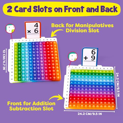 Torlam Math Flash Cards Math Board,Math Games Manipulatives Times Table Chart Fun Learning Interactive Practice Kit for Kids,Multiplication,Division,Addition,Subtraction Flash Card Pack Toys for Kids - style: 332 Flash Cards+Math Board+Dice+Storage Bag+Pe