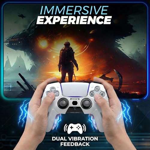 NexGami Wireless Controller Compatible with PS5, Bluetooth 5.0 Gamepad with 3D Hall Effect Joysticks, Dual Vibration, 6-Axis Motion Control, USB C Charging, Ergonomic Design for Gamers, Works with PS5 and Windows PC