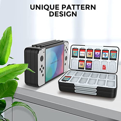 HEIYING Switch Game Card Case for Nintendo Switch 2 / OLED/Lite,Customized Pattern Portable Switch Game Holder with 72 Game Card Slots and 24 Micro SD Cards Slots - color: NSO Console