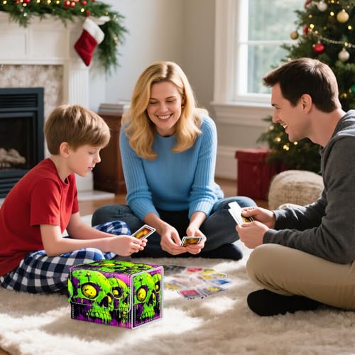 Trading Card Storage Box, Holds 100+ for MTG Cards, Premium PU Leather with Magnetic Closure, Green Skull Durable Deck Box for Magic the Gathering, Trading Card Games - color: Green Skull