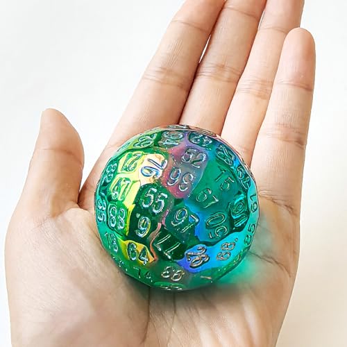 Bescon Dazzling Green 100 Sided Dice, Game Dice D100, Polyhedral Solid 100 Sides Dice 45MM in Diameter (1.8inch) - color: D100 Dazzling Green