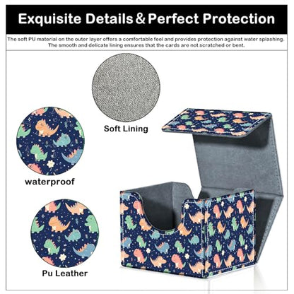 Card Deck Box for MTG Trading Cards with Magnetic Closure,Premium Card Storage Box Case Cover for TCG CCG Magic Cards,Dinosaur Pattern - color: Dinosaur Pattern