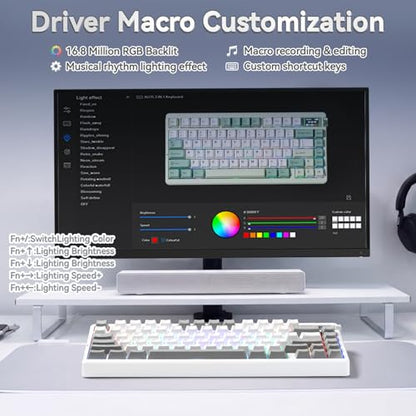 X Aula Nova75 Mechanical Gaming Keyboard,75% Compact Wireless Keyboard with Screen & Knob,Gamer for Pre-lubed Switches 8000mAh Computer Keyboards,RGB Backlit,Custom Hot Swappable,BT/2.4GHz/USB-C - color: Black&White&Grey
