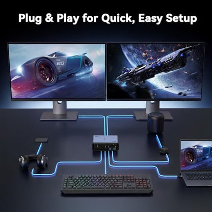 TobenONE 19-in-1 Laptop Docking Station Dual Monitor,10 USB C/A,2×4K HDMI | Docking Station with Ethernet,PD 3.0, for Office & Home Multi-Screen Users, Fits Windows/HP/Dell Laptops (No Power Adapter)
