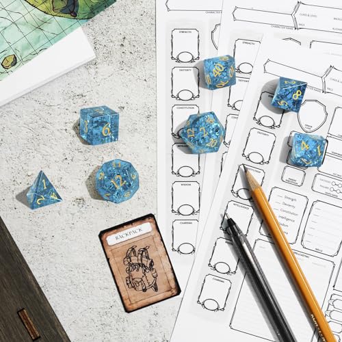Fluorescent Blue 7Pcs Polyhedral Dice Set, K9 Crystal Cat's Eye Multi-Faceted DND Dice for Dungeons and Dragons RPG Tabletop Game (neon Blue) - color: Neon Blue