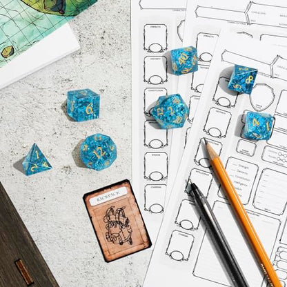 Fluorescent Blue 7Pcs Polyhedral Dice Set, K9 Crystal Cat's Eye Multi-Faceted DND Dice for Dungeons and Dragons RPG Tabletop Game (neon Blue) - color: Neon Blue