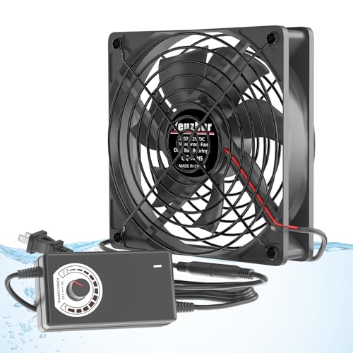 120mm IP67 Waterproof Cooling Fan 3000 RPM with Speed Controller, 12V High-Performance High-Speed Ventilation Fan, Dustproof & Weatherproof for Grow Tent, AV Cabinet, Boat, Outdoor Equipment