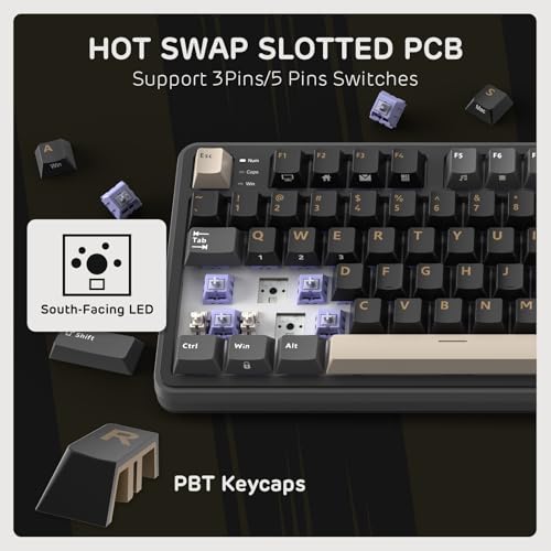 RK ROYAL KLUDGE S98 Wireless Mechanical Keyboard w/Smart Display & Knob | 96% RGB Wireless Gaming Keyboard BT/2.4G/USB-C, Hot Swappable Custom Keyboards, Creamy Sound Silent Computer Keyboard - color: Eclipse Black, size: Linear Silent Switch