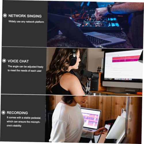 BESPORTBLE Desktop Microphone 3.5mm Black Plastic Adjustable Meeting Mic | Stable Pedestal Base, Simple Plug-And-Use Operation, Suited for Live-Streaming and Singing Sessions
