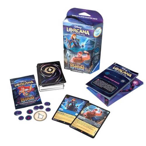 Ravensburger Disney Lorcana TCG: Ursula's Return - Sapphire & Steel Single-Player Starter Deck | Engaging Gameplay | Over 200 Original Disney Artworks | Ideal for Ages 8+