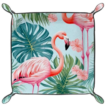 Flamingo Leaves Dice Tray Dice Rolling Tray Folding Dice Holder for Dice Games, Like RPG, DND and Other Table Games - color: Multi 3