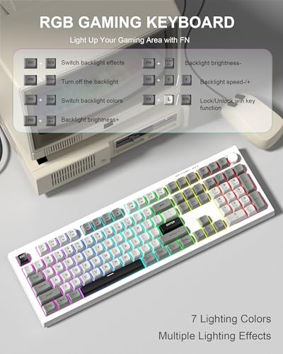 Womier K105 Membrane Gaming Keyboard,RGB Quiet Keyboard for Office, USB Wired,26 Keys Anti-ghosting Computer Keyboard 104 Keys - Gray