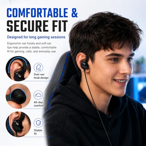 GameBuds Pro in-Ear Gaming Headset with Detachable Microphone, Wired Earphone 3.5 MM E-Sport Earphone Noise Cancelling, Gamings Earphones Wired for Mobile Gaming (Black)