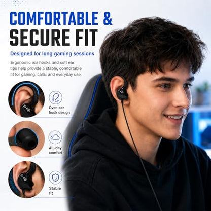 GameBuds Pro in-Ear Gaming Headset with Detachable Microphone, Wired Earphone 3.5 MM E-Sport Earphone Noise Cancelling, Gamings Earphones Wired for Mobile Gaming (Black)