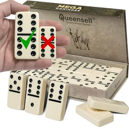 Mega Large 3" Dominoes Set for Adults and Kids – Dominoes Double 6 Classic Board Games – Double Six Domino Set with 28 Tiles and Gift Case, Juegos de Mesa (MEGA) - style: MEGA