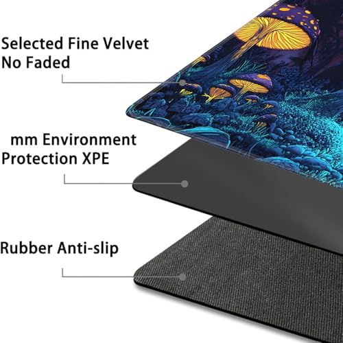 for MTG Game Playmat - 24 x 14 inches with Dices and Storage Bags, Non-Slip Base for TCG and Board Game Card Mats, Trading Card Games Mat, Psychedelic Mushrooms Pattern Collectible Card Playmats - color: Jv-playmat-p7-1-d111
