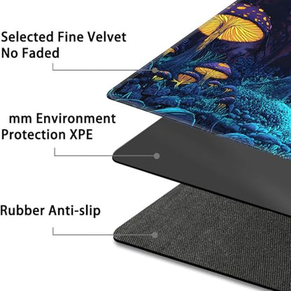 for MTG Game Playmat - 24 x 14 inches with Dices and Storage Bags, Non-Slip Base for TCG and Board Game Card Mats, Trading Card Games Mat, Psychedelic Mushrooms Pattern Collectible Card Playmats - color: Jv-playmat-p7-1-d111