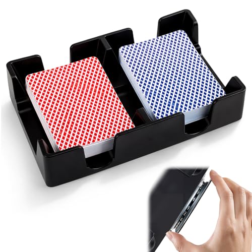 360° Revolving Rotating Playing Card Holder for 2 Decks Canasta Card Holders Sorting Tray Organizes Plastic for Games Accessories - color: Black