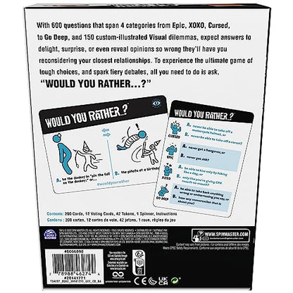 Spin Master Games, Would You Rather? Funny Party Card Game for College, Friendsgiving, Birthdays, & More, for Teens & Adults, 3-6 Players, for Ages 14 & Up - style: Would You Rather