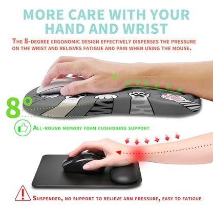 Ergonomic Mouse Pad Wrist Support with Memory Foam Massage Bulge, Carpal Tunnel Pain Relief Mousepad Wrist Rest for Mouse(12x8 inch, Paw) - color: Kg017-paw