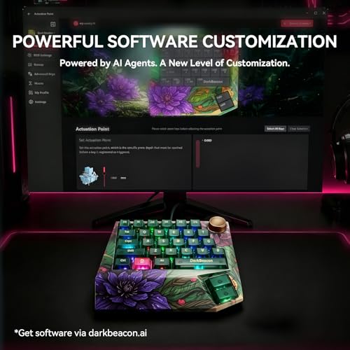 DarkBeacon Devil Breaker TMR One Handed Gaming Keyboard, Hall Effect Magnetic Switches, Rapid Trigger, 8K Polling, Custom Actuation 0.01-3.5 mm, 30 Programmable Keys with Knod, RGB, Wired, for PC Mac