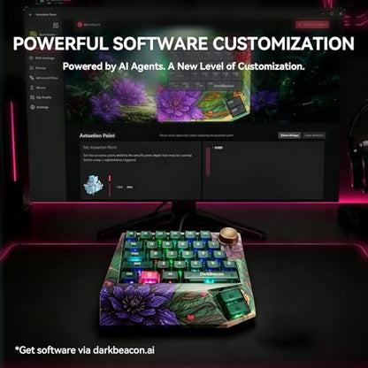DarkBeacon Devil Breaker TMR One Handed Gaming Keyboard, Hall Effect Magnetic Switches, Rapid Trigger, 8K Polling, Custom Actuation 0.01-3.5 mm, 30 Programmable Keys with Knod, RGB, Wired, for PC Mac