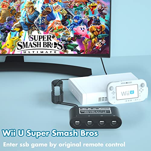 Gamecube Controller Adapter for Nintendo Switch2 Gamecube Adapter, Super Smash Bros Gamecube Adapter for Wii u/Switch/Switch OLED, Controller Adapter for Gamecube with 4 Ports and 1.8M USB Long Cable
