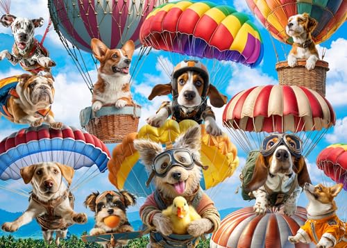 Jigsaw Puzzles for Adults 1000 Pieces, Skydiving Dog | Skydiving Dog High Flying, Difficult & Fun, Challenging Puzzle for Family Game Night Home Decor, 20x27 Inches - color: Skydiving Dog