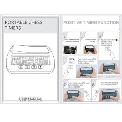 Digital Chess Clock, Professional Electronic Chess Timer with Alarm, Multifunction Portable Chess Clock with Countdown, Bonus, Delay Features, for International Chess Chinese Chess Board Go Game