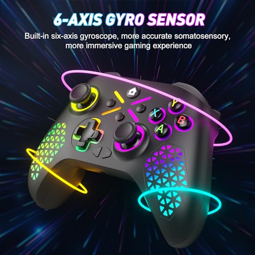 Gamrombo Wireless Gaming Controller Compatible with Xbox One S/X, Xbox Series X/S Windows 10/11 PC Gaming Controller with Adjust RGB Light/Audio Jack/Turbo/Macro/Dual Shock - color: RGB