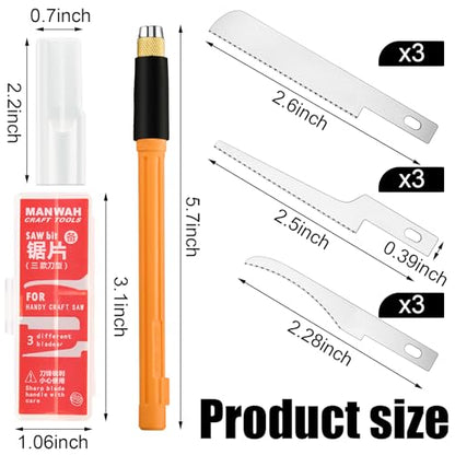 Honoson Mini Hand Saw Model Tools Small Hobby Saw Blades Kit with 9 Tiny Razor Hacksaw Blades for Miniatures, Modeling, DIY Crafts, Plastic Models, Wood (Yellow,Style 1) - color: Yellow, style: Style 1