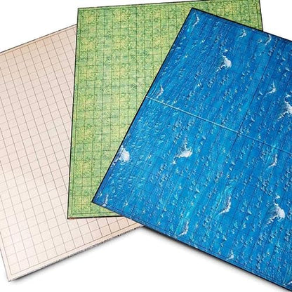 Role-Playing Game Board Mat, Square Grid Terrains, 8 Different terrains, Compatible with Dungeons and Dragons DND Pathfinder RPG, 27 on 23 inches, 1 inch Squares, Foldable & Dry Erase