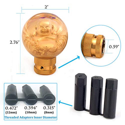 Gear Shifter Knob, Lucky Style MT Car Stick Shift Handle Fit Most Automatic Manual Transmissions, Gold - color: Maitreya Style