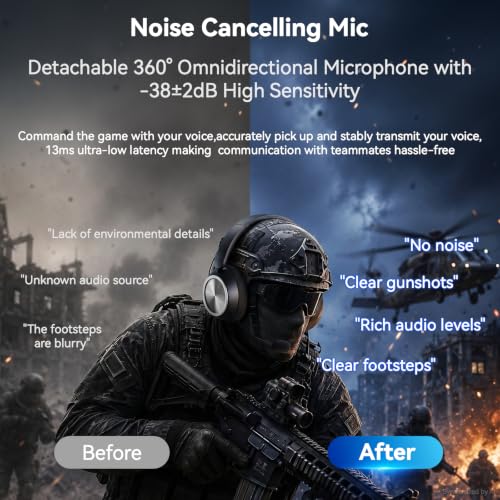 Wireless Gaming Headset with Mic Over Ear Headphones Noise Cancelling | 13Ms Latency,110H Battery,4-in-1 Connection,Foldable,Black Bluetooth Headset Headphones for PS5,Xbox,PC,PS4,Mac,Switch,Mobile