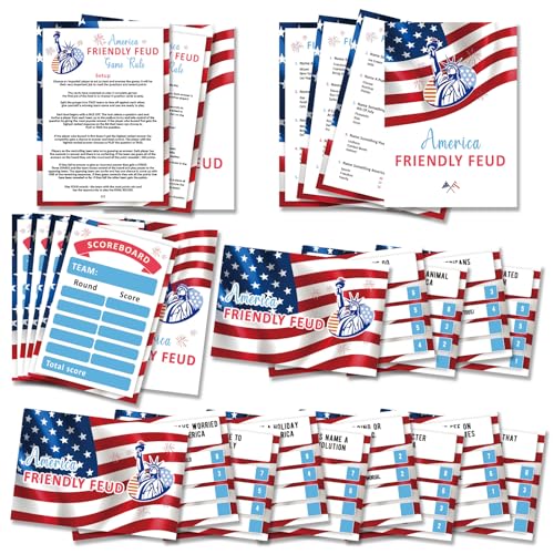 4th of July Trivia Game, America Friendly Feud Game Set, Independence Day Game Supplies, 4th of July Games for Adults and Teens, Feud Quiz, Independence Day Group Game, Fun Party Game