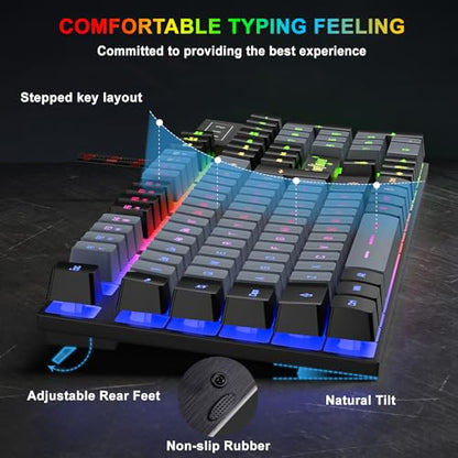 BlueFinger RGB Gaming Keyboard and Backlit Mouse Combo, USB Wired, LED Gaming Set for Laptop PC Computer Game and Work(Black & Gray) - color: Black & Gray