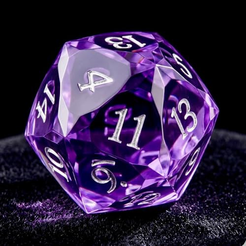 Multifaceted DND Single D20 Dice Resin Sharp Edge 20 Sided D&D Dice, 22Mm Handmade Polyhedral for Dungeons and Dragons, RPG, Roleplaying MTG Table Games - color: D20--purple