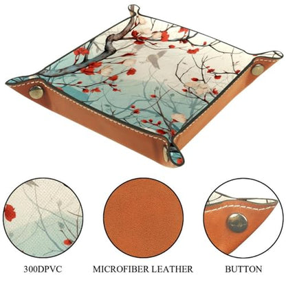 Blossom Tree Dice Tray PU Leather Dice Rolling Tray Folding Dice Holder for Dice Games, Like RPG, DND and Other Table Games - color: Multi 4