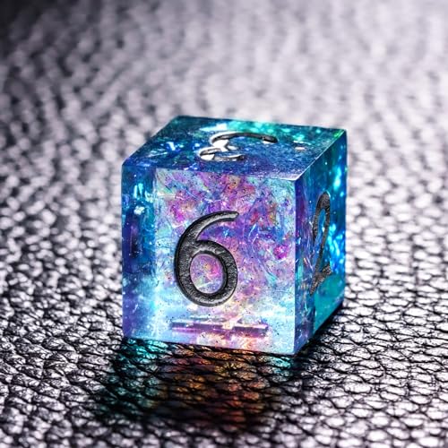 7PCS DND Dice Set,Handmade Sharp Edge Dice Set D&D RPG Polyhedral Die,for Dungeons and Dragons TTRPG Games Roleplaying Games Pathfinder,with Gift Box(Purple and Blue) - color: Purple and Blue