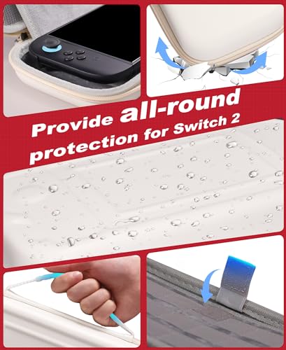 AIfasterfly Switch Carrying Case for Nintendo Switch 2 (2025)/Switch/OLED, Switch Travel Carrying Case Hard Shell Protective for Nintendo Switch 2 Accessories, 20 Game Card Slots - size: Case only-White