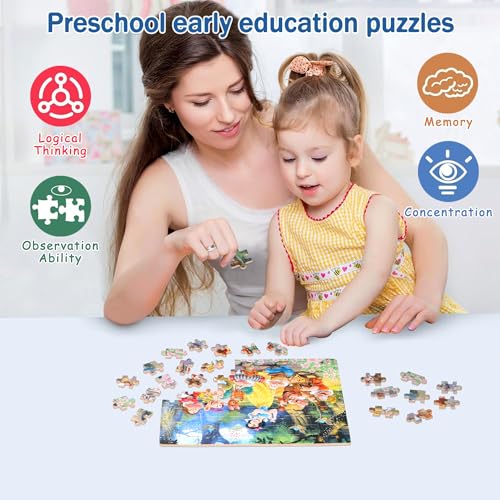 Puzzles for Kids Ages 4-8,Kids Puzzle in a Metal Box,Snow Princess Small Puzzles,Children Boys Girls Learning Educational Puzzle Packed in Tin Box,100 Pieces - color: Snow Princess
